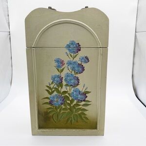 2 Bottle Wine Holder Portable Flip Top Hinged Hand Painted Countertop